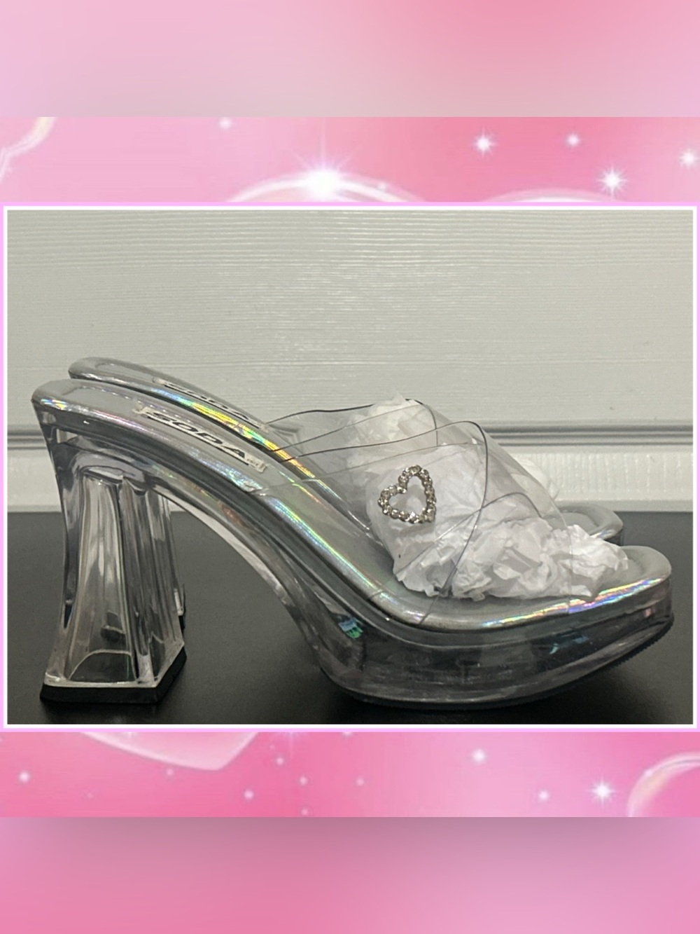 Vintage 90s Y2k Platform Soda Lucite Heels